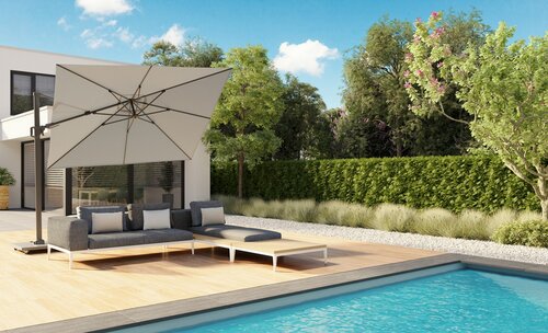 Platinum zweefparasol Challenger T² premium 300x300 Faded black - afbeelding 3