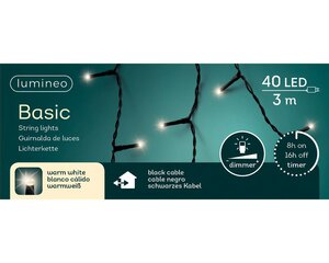 Lumineo tree lights led basic light zwart/warm wit 300cm-40L - afbeelding 1