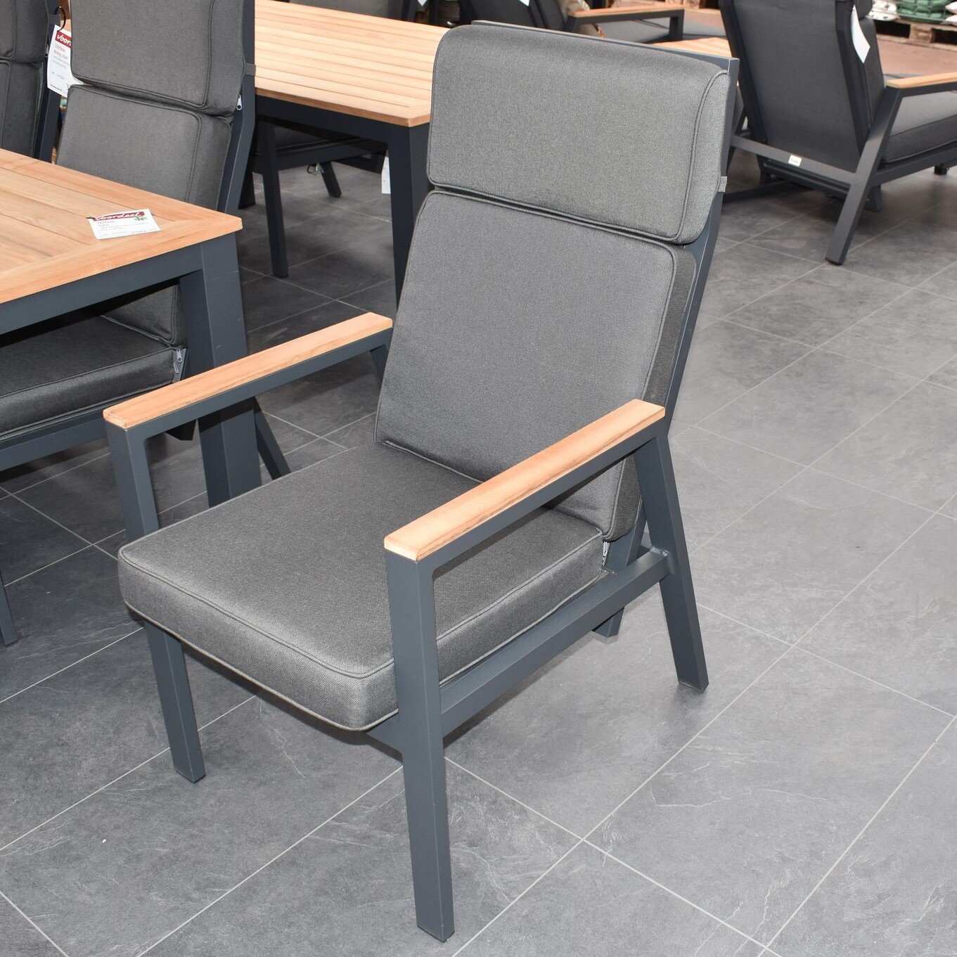 Own Stefano XL dining stoel verstelbaar, Antraciet Teak - Tuindorado