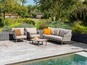 Taste 4SO Cannes loungeset – 3‑zits bank + 2 lounge stoelen + Monroe salontafels