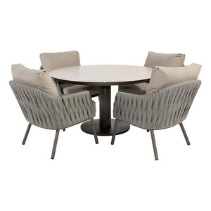 Taste 4SO Cannes low dining set – 4 stoelen + Sarah tafel 130 cm Ø